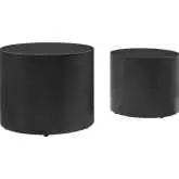 Amani Round Nesting Coffee Tables in Black Finish Ash Wood Veneer (Set of 2)