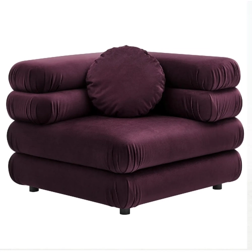 Jubilee Modular Corner Chair in Mulberry Red Performance Velvet