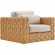 Thames 4 Piece Outdoor Loveseat Set in Natural Wicker Rattan & Gray Fabric