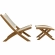 Vienna 2 Piece Outdoor Folding Lounge Chair & Ottoman Set in Natural Rope & Teak