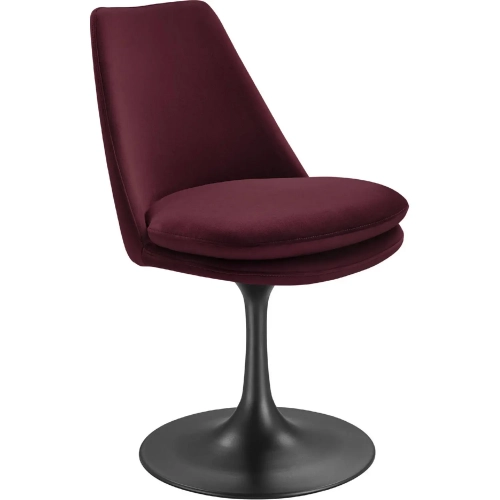 Lippa Swivel Dining Chair in Mulberry Purple Performance Velvet & Black Metal