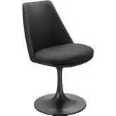 Lippa Swivel Dining Chair in Black Vegan Leather & Black Metal