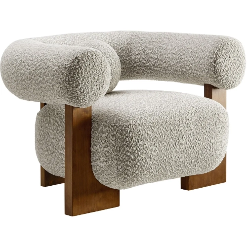 Jace Accent Chair in River Rock Gray Boucle Fabric & Wood