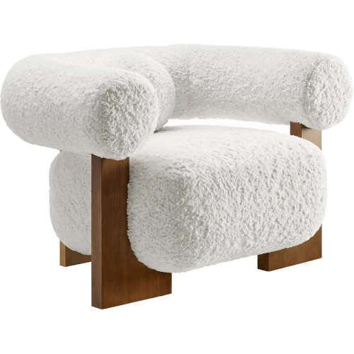 Jace Accent Chair in Feather White Faux Fur Fabric