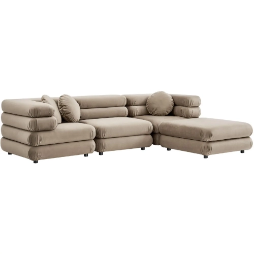 Jubilee 4 Piece Modular Sectional Sofa in Taupe Brown Performance Velvet