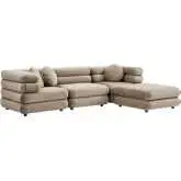 Jubilee 4 Piece Modular Sectional Sofa in Taupe Brown Performance Velvet