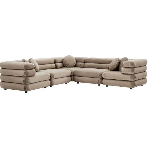 Jubilee 5 Piece Modular Sectional Sofa in Taupe Brown Performance Velvet