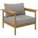 Wren Outdoor Accent Arm Chair & Ottoman Set in Driftwood Brown Fabric & Teak