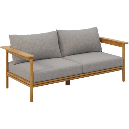 Wren Outdoor Sofa in Driftwood Brown Fabric & Teak