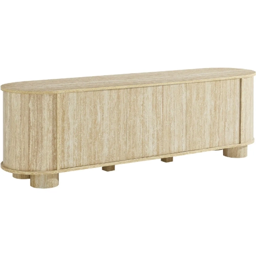 Overture 63" Oval TV STand in Faux Travertine