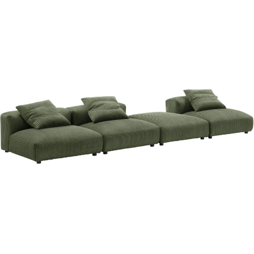 Solace 4 Piece Modular Sectional Sofa in Fern Green Corduroy
