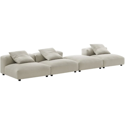 Solace 4 Piece Modular Sectional Sofa in Linen Brown Fabric