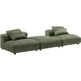 Solace 3 Piece Modular Sectional Sofa in Fern Green Corduroy