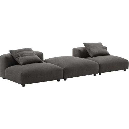 Solace 3 Piece Modular Sectional Sofa in Charcoal Gray Fabric