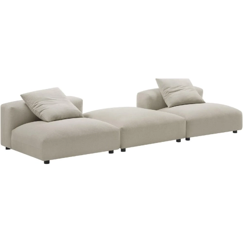 Solace 3 Piece Modular Sectional Sofa in Linen Brown Fabric