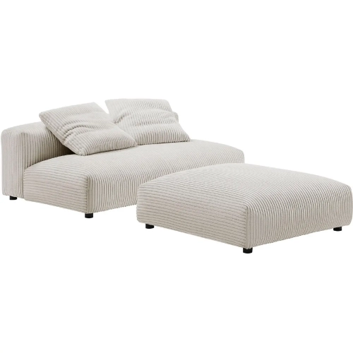 Solace Modular Armless Loveseat & Ottoman Set in Almond Brown Corduroy