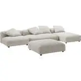 Solace 4 Piece Modular Sectional Sofa with Ottoman in Almond Brown Corduroy Fabric