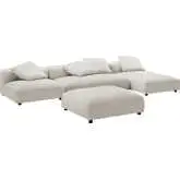 Solace 4 Piece Modular Sectional Sofa w/ Ottoman in Salt Gray Fabric