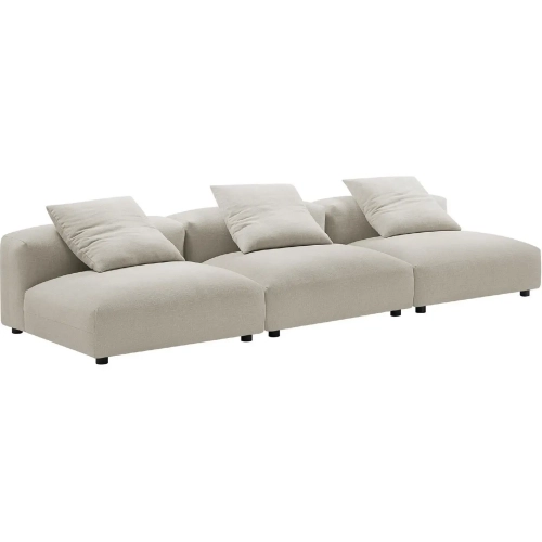 Solace 3 Piece Modular Sofa in Linen Brown Fabric