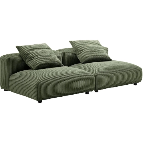 Solace 2 Piece Modular Sofa in Fern Green Corduroy Fabric