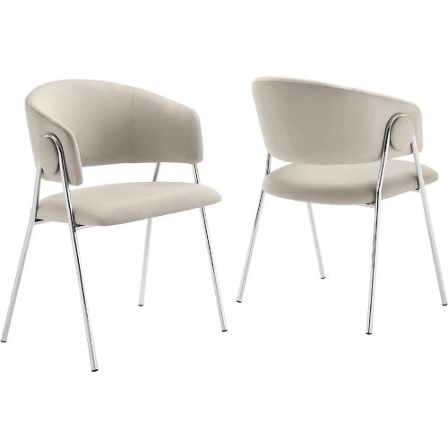 Nella Dining Chair in Almond Performance Velvet & Silver Metal (Set of 2)