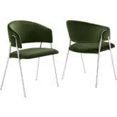 Nella Dining Chair in Moss Green Performance Velvet & Silver Metal (Set of 2)