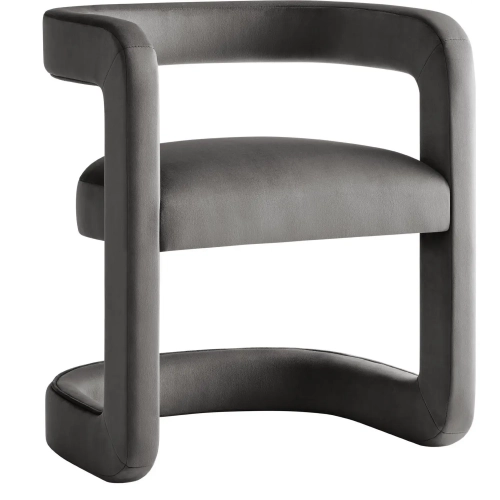 Winslow Barrel Dining Chair in Storm Gray Performance Velvet