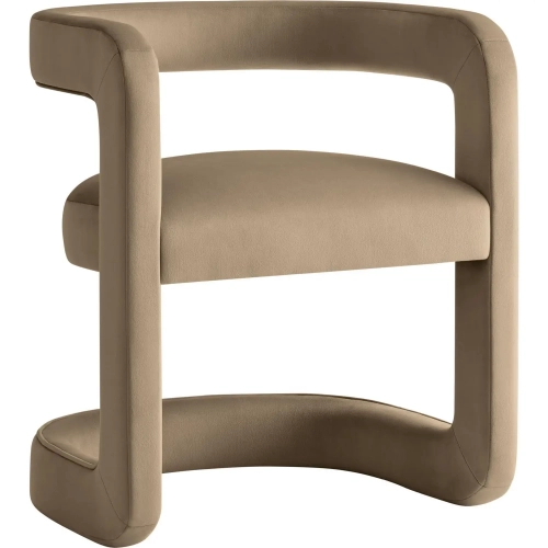 Winslow Barrel Dining Chair in Taupe Brown Performance Velvet