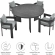 Tahoe 5 Piece Outdoor Round Dining Set in Gray Fabric & Gray Aluminum