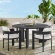 Tahoe 5 Piece Outdoor Round Dining Set in White Fabric & Gray Aluminum