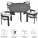 Tahoe 5 Piece Outdoor Round Dining Set in White Fabric & Gray Aluminum