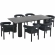 Nautica 7 Piece Outdoor Dining Table Set in Gray Fabric & Graphite Aluminum