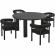 Nautica 5 Piece Round Outdoor Dining Table Set in Gray Fabric & Graphite Aluminum