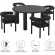 Nautica 5 Piece Round Outdoor Dining Table Set in Gray Fabric & Graphite Aluminum