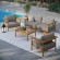 Wren 4 Piece Outdoor Sofa Set in Driftwood Brown Fabric & Teak