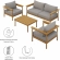 Wren 4 Piece Outdoor Sofa Set in Driftwood Brown Fabric & Teak