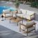 Wren 4 Piece Outdoor Sofa Set in Sail White Fabric & Teak