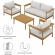 Wren 4 Piece Outdoor Sofa Set in Sail White Fabric & Teak