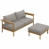 Wren 2 Piece Outdoor Sofa & Ottoman Set in Driftwood Brown Fabric & Teak
