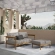 Wren 2 Piece Outdoor Sofa & Ottoman Set in Driftwood Brown Fabric & Teak