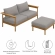 Wren 2 Piece Outdoor Sofa & Ottoman Set in Driftwood Brown Fabric & Teak