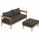 Wren 2 Piece Outdoor Sofa & Ottoman Set in Flint Gray Fabric & Teak