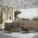 Wren 2 Piece Outdoor Sofa & Ottoman Set in Flint Gray Fabric & Teak