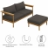 Wren 2 Piece Outdoor Sofa & Ottoman Set in Flint Gray Fabric & Teak