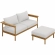 Wren 2 Piece Outdoor Sofa & Ottoman Set in Sail White Fabric & Teak