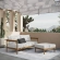 Wren 2 Piece Outdoor Sofa & Ottoman Set in Sail White Fabric & Teak