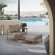 Wren Outdoor Accent Arm Chair & Ottoman Set in Driftwood Brown Fabric & Teak