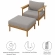 Wren Outdoor Accent Arm Chair & Ottoman Set in Driftwood Brown Fabric & Teak