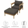 Wren Outdoor Accent Arm Chair & Ottoman Set in Flint Gray Fabric & Teak