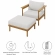 Wren Outdoor Accent Arm Chair & Ottoman Set in Sail White Fabric & Teak
